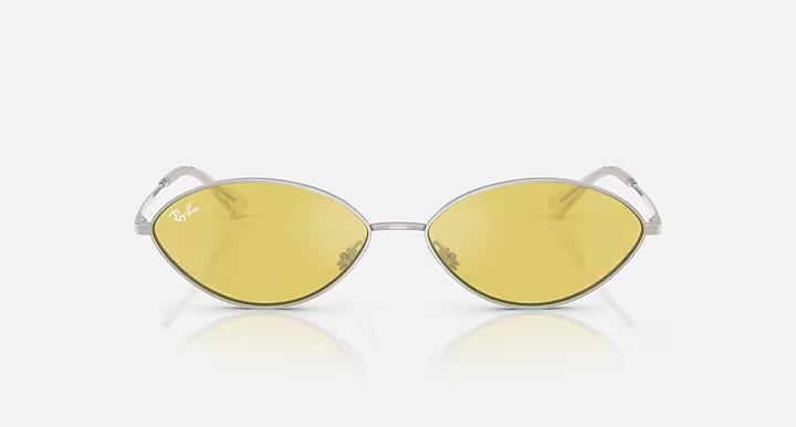 Ray-Ban Oval Silver & Yellow Sunglasses- Size 56