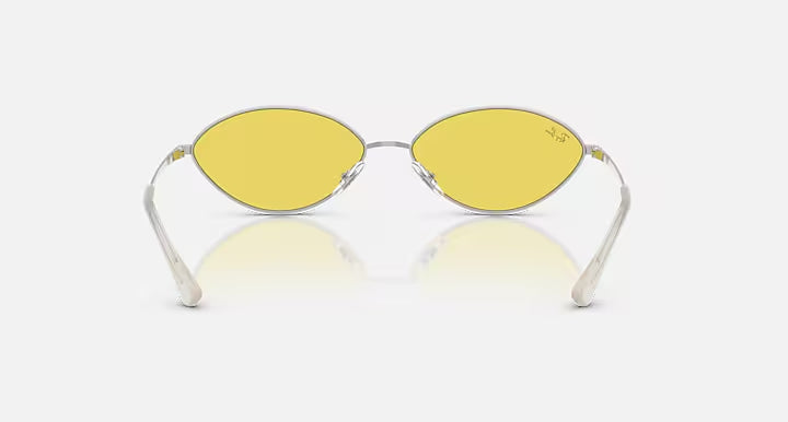 Ray-Ban Oval Silver & Yellow Sunglasses- Size 56