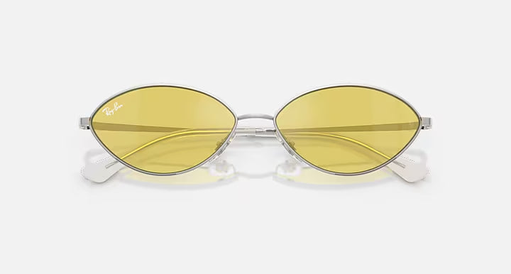 Ray-Ban Oval Silver & Yellow Sunglasses- Size 56