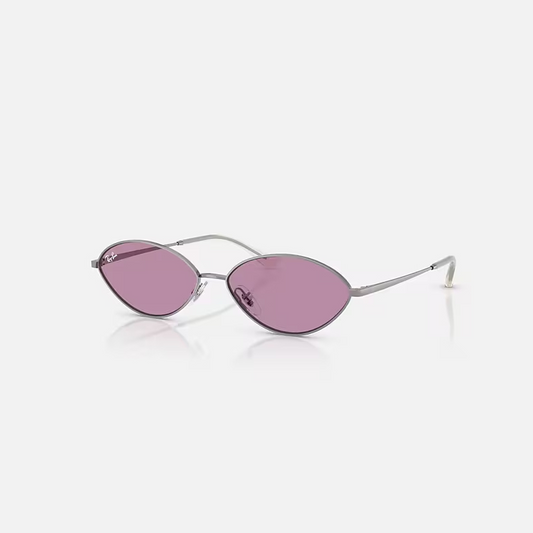 Ray-Ban Oval Gunmetal & Dark Violet Sunglasses -Size 56