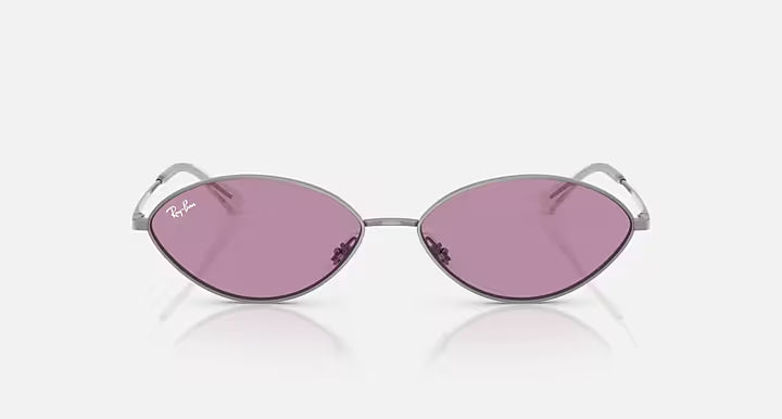 Ray-Ban Oval Gunmetal & Dark Violet Sunglasses -Size 56