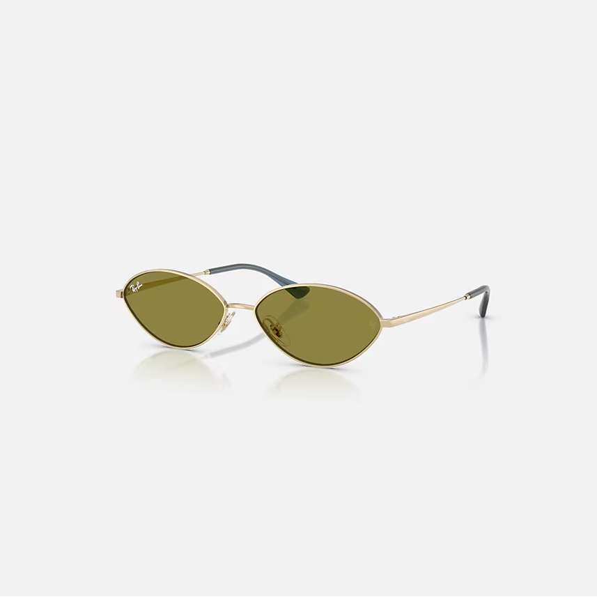 Ray-Ban Gold & Green Oval Sunglasses -Size 56
