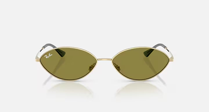 Ray-Ban Gold & Green Oval Sunglasses -Size 56