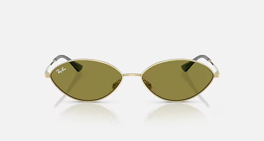Ray-Ban Gold & Green Oval Sunglasses -Size 56