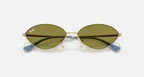 Ray-Ban Gold & Green Oval Sunglasses -Size 56