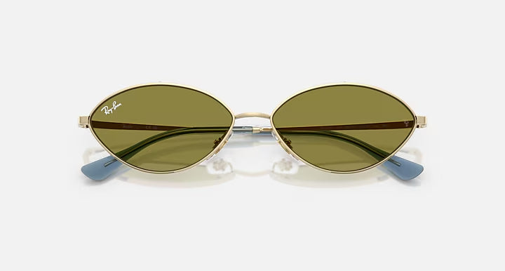 Ray-Ban Gold & Green Oval Sunglasses -Size 56