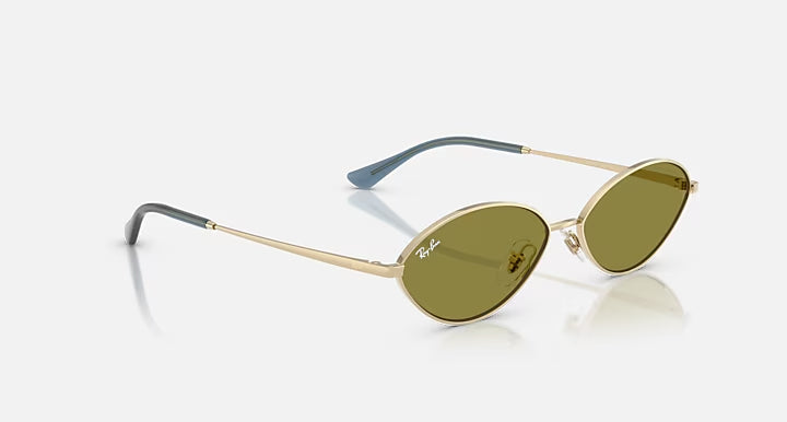 Ray-Ban Gold & Green Oval Sunglasses -Size 56