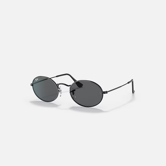 Ray-Ban Oval Metal Black & Dark Grey Sunglasses -Size 51