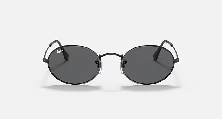 Ray-Ban Oval Metal Black & Dark Grey Sunglasses -Size 51