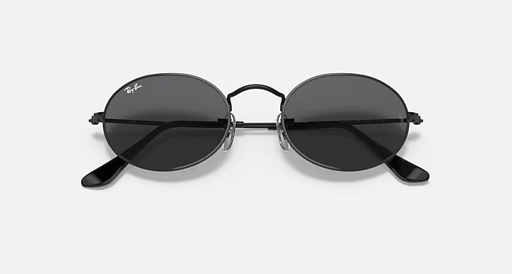 Ray-Ban Oval Metal Black & Dark Grey Sunglasses -Size 51