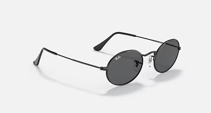 Ray-Ban Oval Metal Black & Dark Grey Sunglasses -Size 51