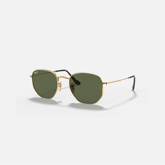 Ray-Ban Hexagonal Gold & Green Sunglasses -Size 51