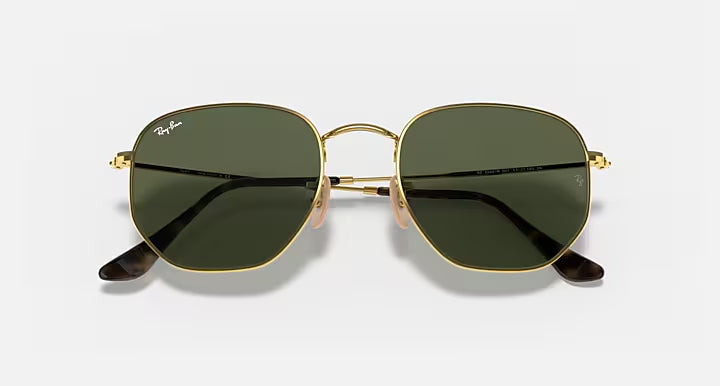 Ray-Ban Hexagonal Gold & Green Sunglasses -Size 51