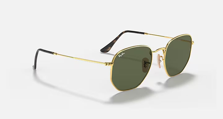 Ray-Ban Hexagonal Gold & Green Sunglasses -Size 51