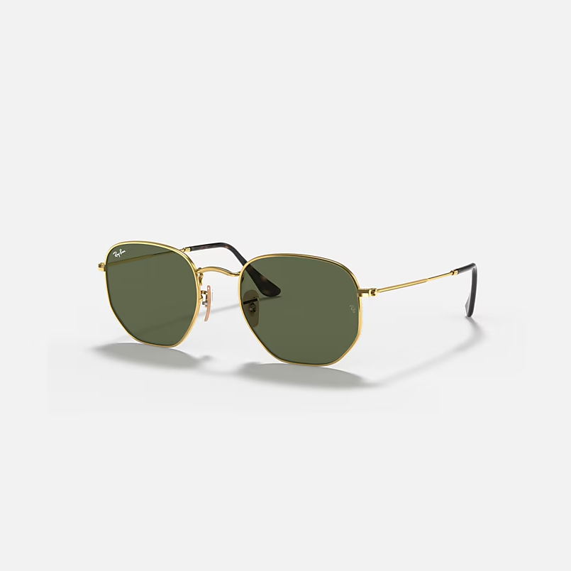 Ray-Ban Hexagonal Gold & Green Sunglasses - Size 54