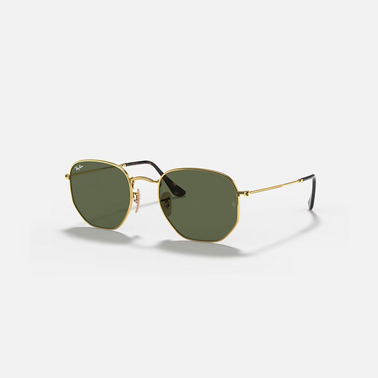 Ray-Ban Hexagonal Gold & Green Sunglasses - Size 54