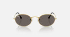 RAY-BAN OVAL FLAT LENSES Arista Gold & Dark Grey Oval Sunglasses For Unisex M