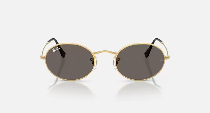 RAY-BAN OVAL FLAT LENSES Arista Gold & Dark Grey Oval Sunglasses For Unisex M
