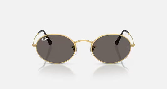 RAY-BAN OVAL FLAT LENSES Arista Gold & Dark Grey Oval Sunglasses For Unisex M