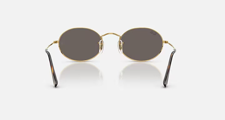 RAY-BAN OVAL FLAT LENSES Arista Gold & Dark Grey Oval Sunglasses For Unisex M