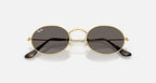 RAY-BAN OVAL FLAT LENSES Arista Gold & Dark Grey Oval Sunglasses For Unisex M