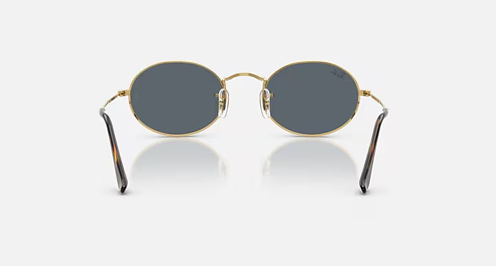 RAY-BAN OVAL FLAT LENSES Arista Gold & Blue Oval Sunglasses For Unisex M