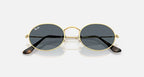 RAY-BAN OVAL FLAT LENSES Arista Gold & Blue Oval Sunglasses For Unisex M