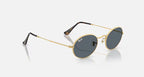 RAY-BAN OVAL FLAT LENSES Arista Gold & Blue Oval Sunglasses For Unisex M