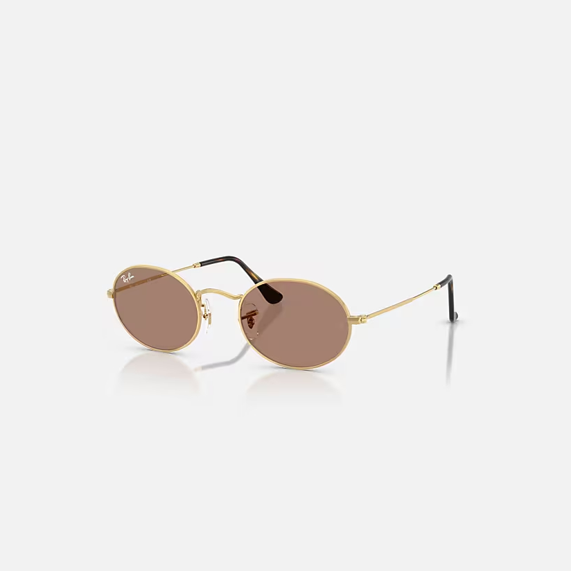 RAY-BAN OVAL METAL SUMMER CAPSULE Arista Gold & Light Violet Oval Sunglasses For Unisex M