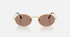 RAY-BAN OVAL METAL SUMMER CAPSULE Arista Gold & Light Violet Oval Sunglasses For Unisex M