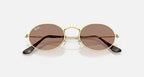 RAY-BAN OVAL METAL SUMMER CAPSULE Arista Gold & Light Violet Oval Sunglasses For Unisex M