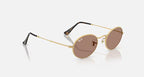 RAY-BAN OVAL METAL SUMMER CAPSULE Arista Gold & Light Violet Oval Sunglasses For Unisex M
