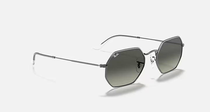 RAY-BAN OCTAGONAL CLASSIC Gunmetal & Grey Gradient Irregular Sunglasses For Unisex L