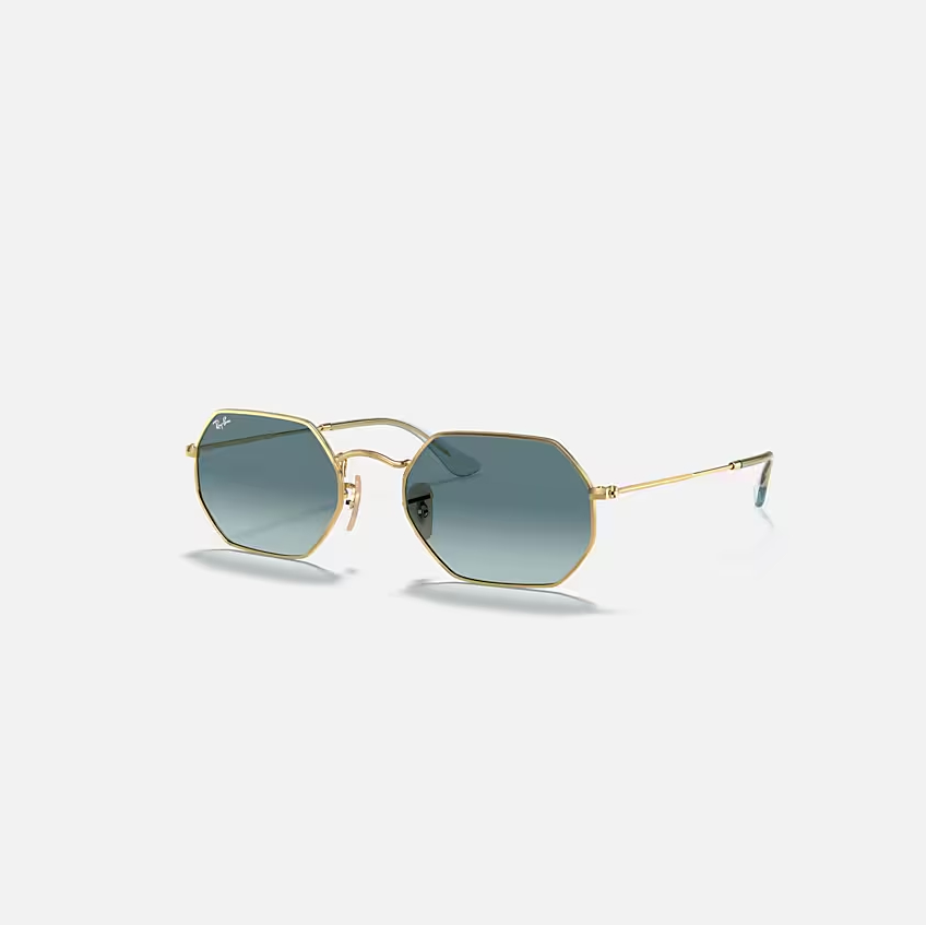 RAY-BAN OCTAGONAL CLASSIC Arista Gold & Blue Gradient Irregular Sunglasses For Unisex L