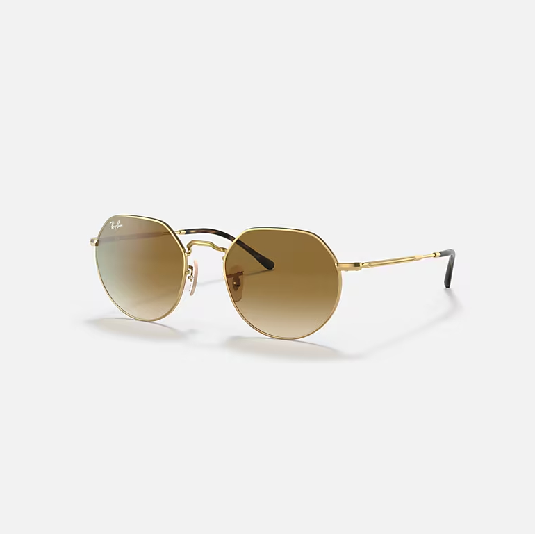 RAY-BAN JACK Arista Gold & Brown Irregular Sunglasses For Unisex L