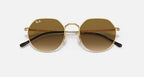 RAY-BAN JACK Arista Gold & Brown Irregular Sunglasses For Unisex L