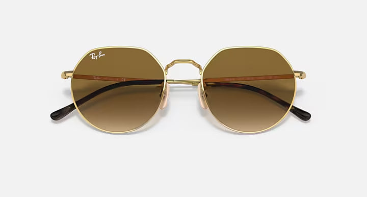 RAY-BAN JACK Arista Gold & Brown Irregular Sunglasses For Unisex XL