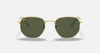 RAY-BAN HEXAGONAL Gold & G-15 Green Irregular Sunglasses For Unisex M