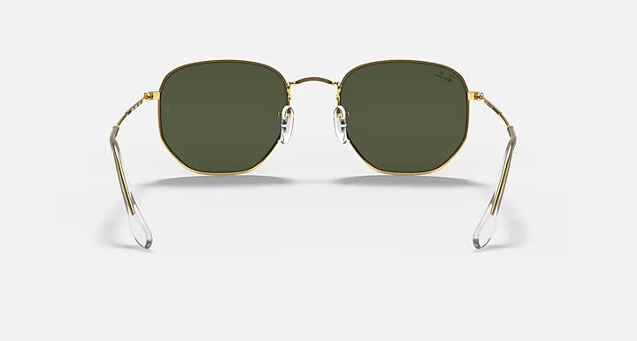 RAY-BAN HEXAGONAL Gold & G-15 Green Irregular Sunglasses For Unisex M
