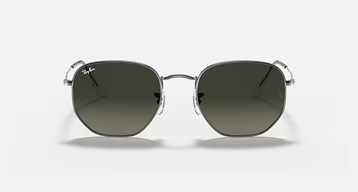 RAY-BAN HEXAGONAL FLAT LENSES Gunmetal & Grey Gradient Irregular Sunglasses For Unisex XL