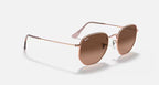 RAY-BAN HEXAGONAL FLAT LENSES Copper & Brown Gradient Irregular Sunglasses For Unisex M