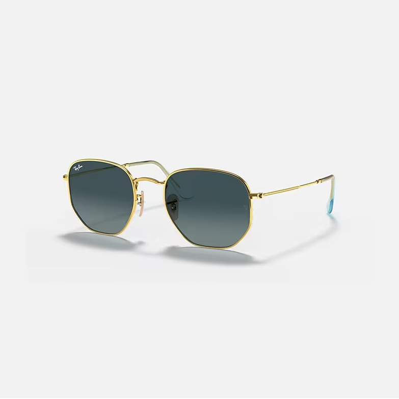 RAY-BAN  HEXAGONAL FLAT LENSES Arista Gold & Blue Irregular Sunglasses For Unisex M