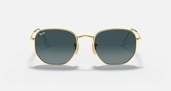 RAY-BAN  HEXAGONAL FLAT LENSES Arista Gold & Blue Irregular Sunglasses For Unisex M