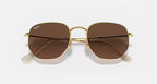 RAY-BAN HEXAGONAL FLAT LENSES Arista Gold & Brown Sunglasses For Unisex M