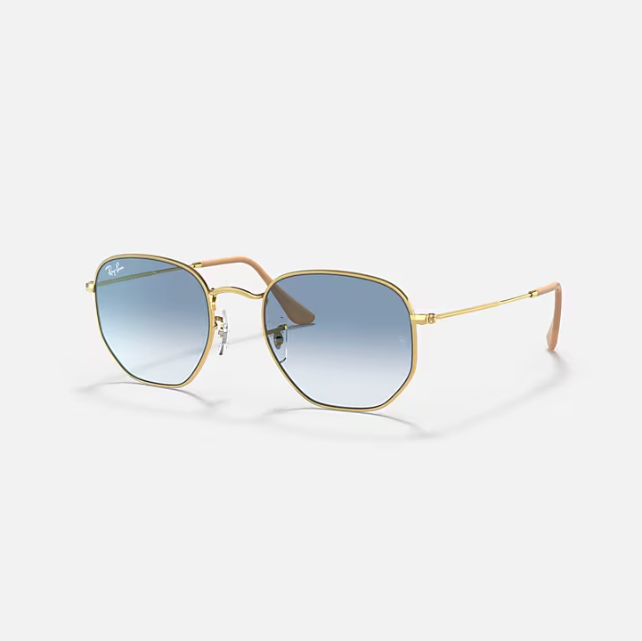 RAY-BAN HEXAGONAL Arista Gold & Light Blue Gradient Sunglasses For Unisex M