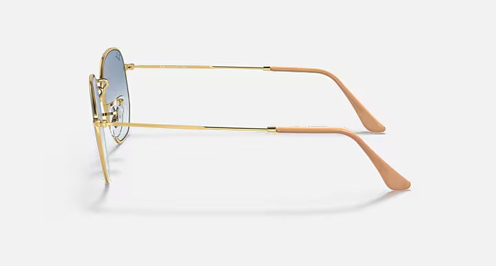 RAY-BAN HEXAGONAL Arista Gold & Light Blue Gradient Sunglasses For Unisex XL