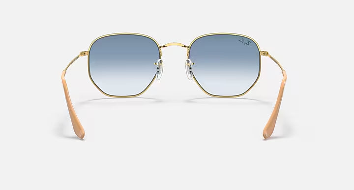 RAY-BAN HEXAGONAL Arista Gold & Light Blue Gradient Sunglasses For Unisex M