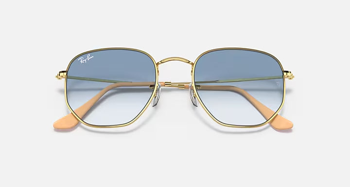 RAY-BAN HEXAGONAL Arista Gold & Light Blue Gradient Sunglasses For Unisex XL