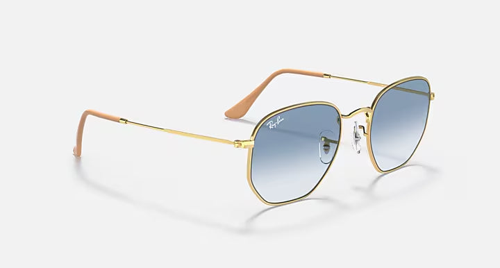 RAY-BAN HEXAGONAL Arista Gold & Light Blue Gradient Sunglasses For Unisex XL