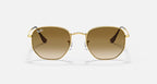 RAY-BAN HEXAGONAL Arista Gold & Light Brown Gradient Sunglasses For Unisex M